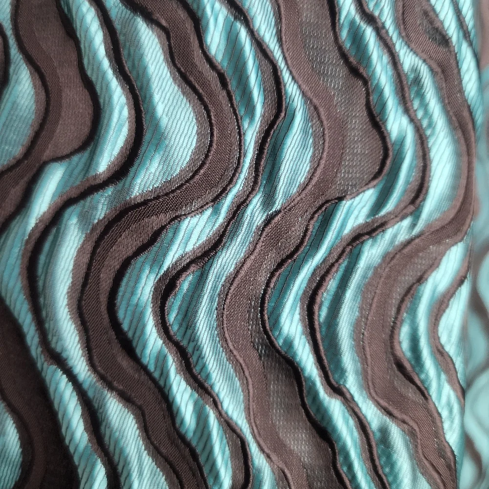 Manzini Tuxedo Style Jacquard Jacket in Teal and Black Size XL